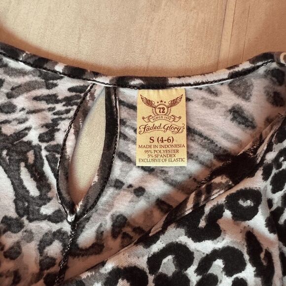 Faded Glory Maxi Dress Sleeveless V Neck Animal Print 4-6 Black White Pullover - Picture 2 of 7